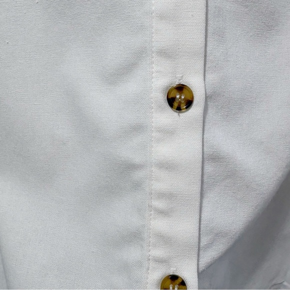 Tuckernuck White Linen Blend Sleeveless Top Vest Waistcoat Size Large Buttons Up - Picture 6 of 11